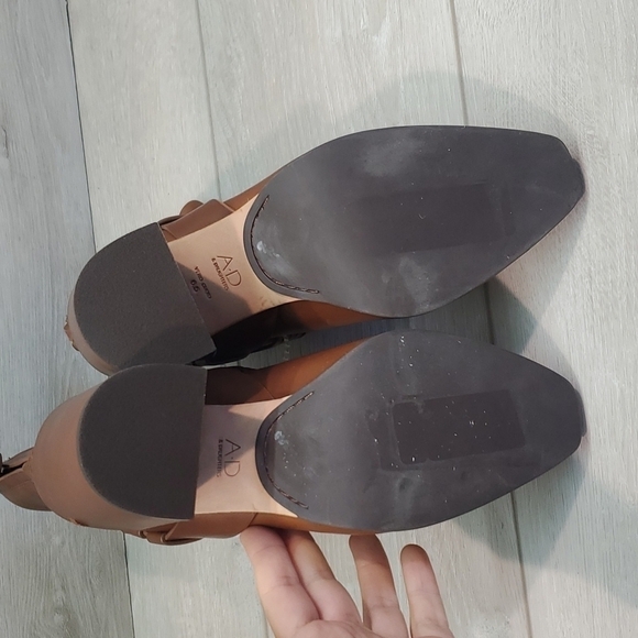 AD & DAUGHTERS Womens Anthropologie Mid Calf Heels Leather Booties shoes sz 6.5 - Picture 12 of 16